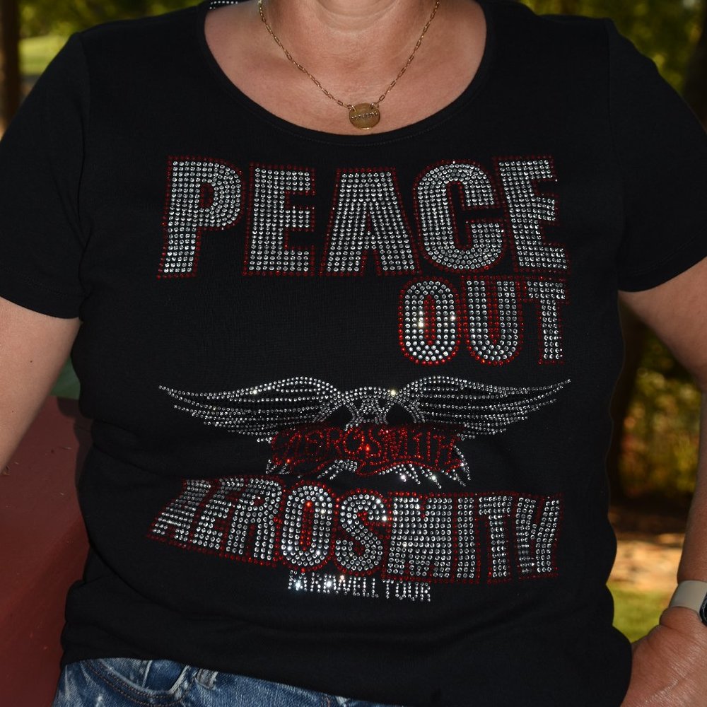 Aerosmith  rhinestone bling short Sleeve Shirt XS S  M L XL XXL 1X 2X,3X,…
